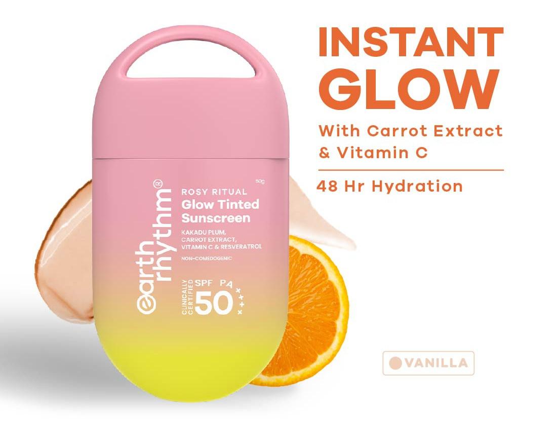 Rosy Ritual Glow Tinted Sunscreen SPF 50 Pa ++++ With Vitamin C, No Oxybenzone - Vanilla