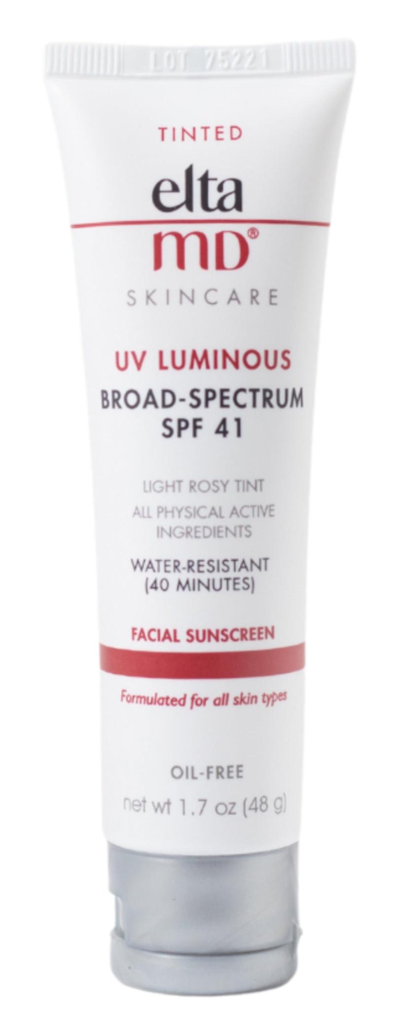 UV Luminous Tinted Face Sunscreen And Primer, SPF 41 Rosy Tinted Mineral Sunscreen With Zinc Oxide