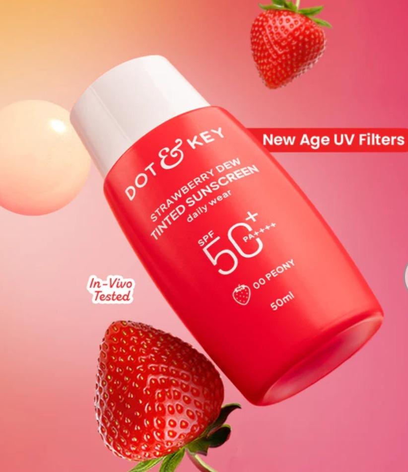 Strawberry Dew Tinted Sunscreen, In-vivo Tested SPF 50+ Pa++++, New Gen Filters