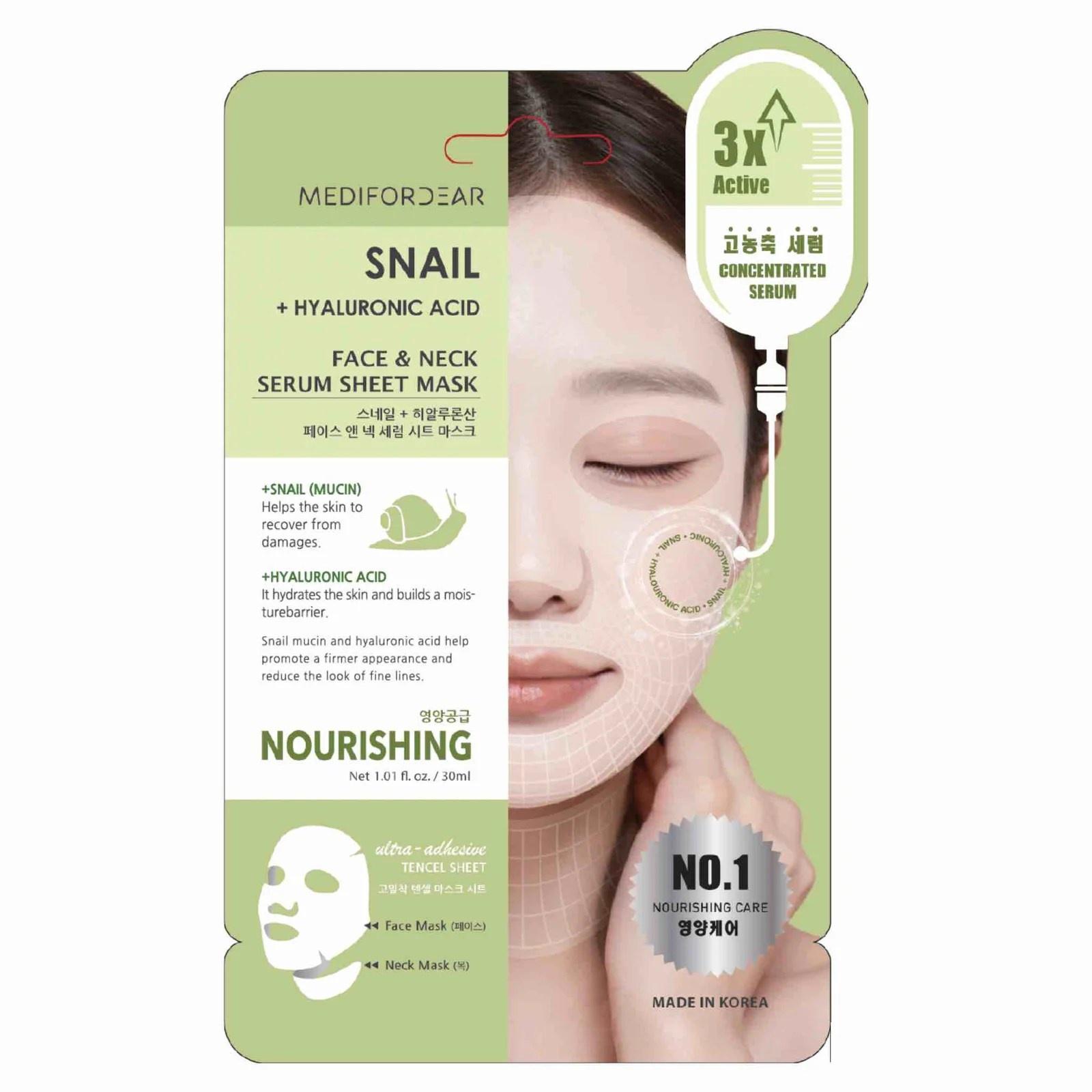 Snail + Hyaluronic Acid Face & Neck Serum Sheet Mask