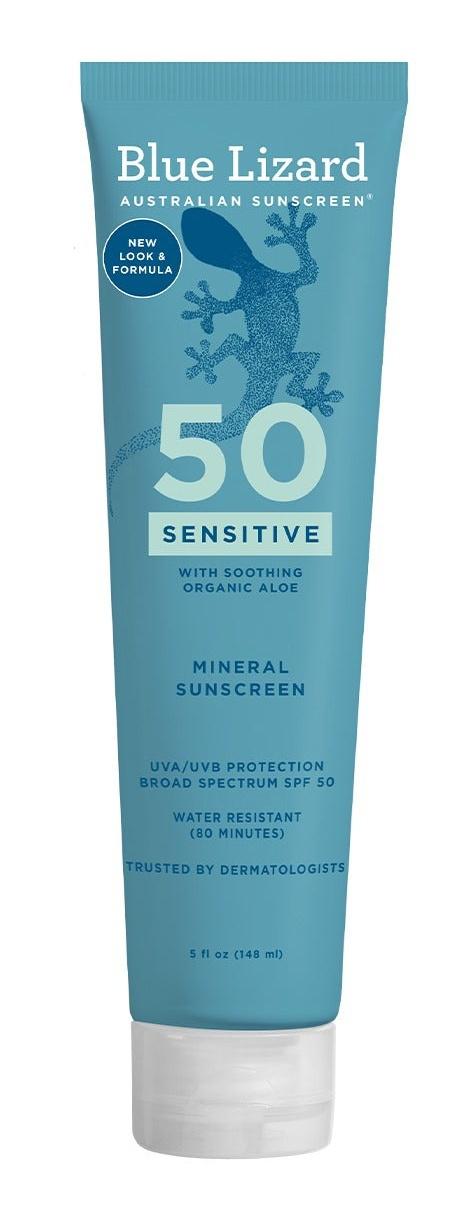 Sensitive Mineral SPF 50 Sunscreen Lotion, 100% Mineral Sunscreen, UVA/UVB Protection, Infused With Organic Aloe Vera, Soothes And Hydrates, 5 Fl Oz With Zinc Oxide, 50+, Water Res...