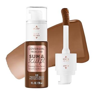 Trublend Sun & Sculpt Bronzing Glow Serum, Buildable, Radiant Glow, Wand And Pump Applicator