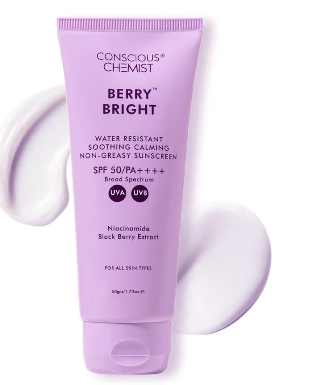 ® Sunscreen SPF 50 Pa++++ | 50g | Sunscreen For Oily Skin, Gel Sunscreen, Niacinamide With Black Berry Extract, Hybrid Lightweight, All Skin Types - Berry Bright