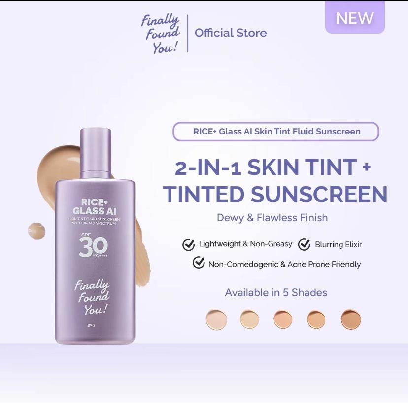 Rice + Glass Ai Skin Tint Fluid Sunscreen With Broad Spectrum SPF 30 Pa++++