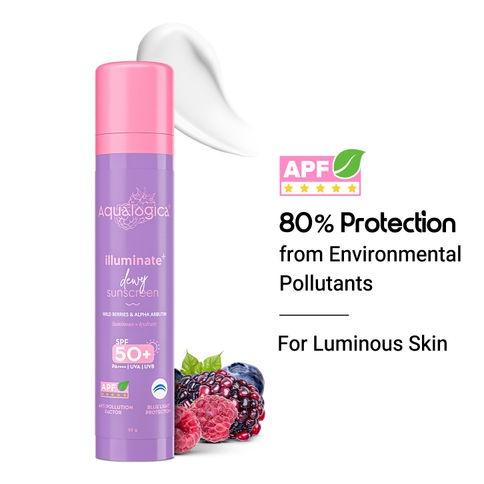 Illuminate+ Dewy Sunscreen In-vivo Tested SPF 50+ Pa++++ With Wild Berries & Alpha Arbutin