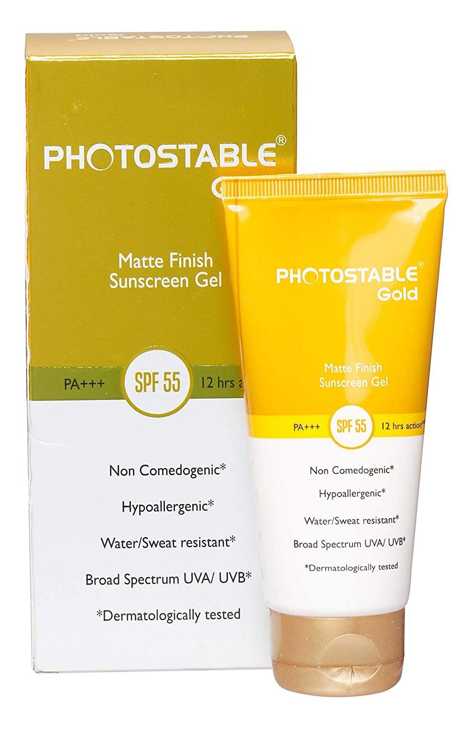 Photostable Gold Matte Finish Sunscreen Gel