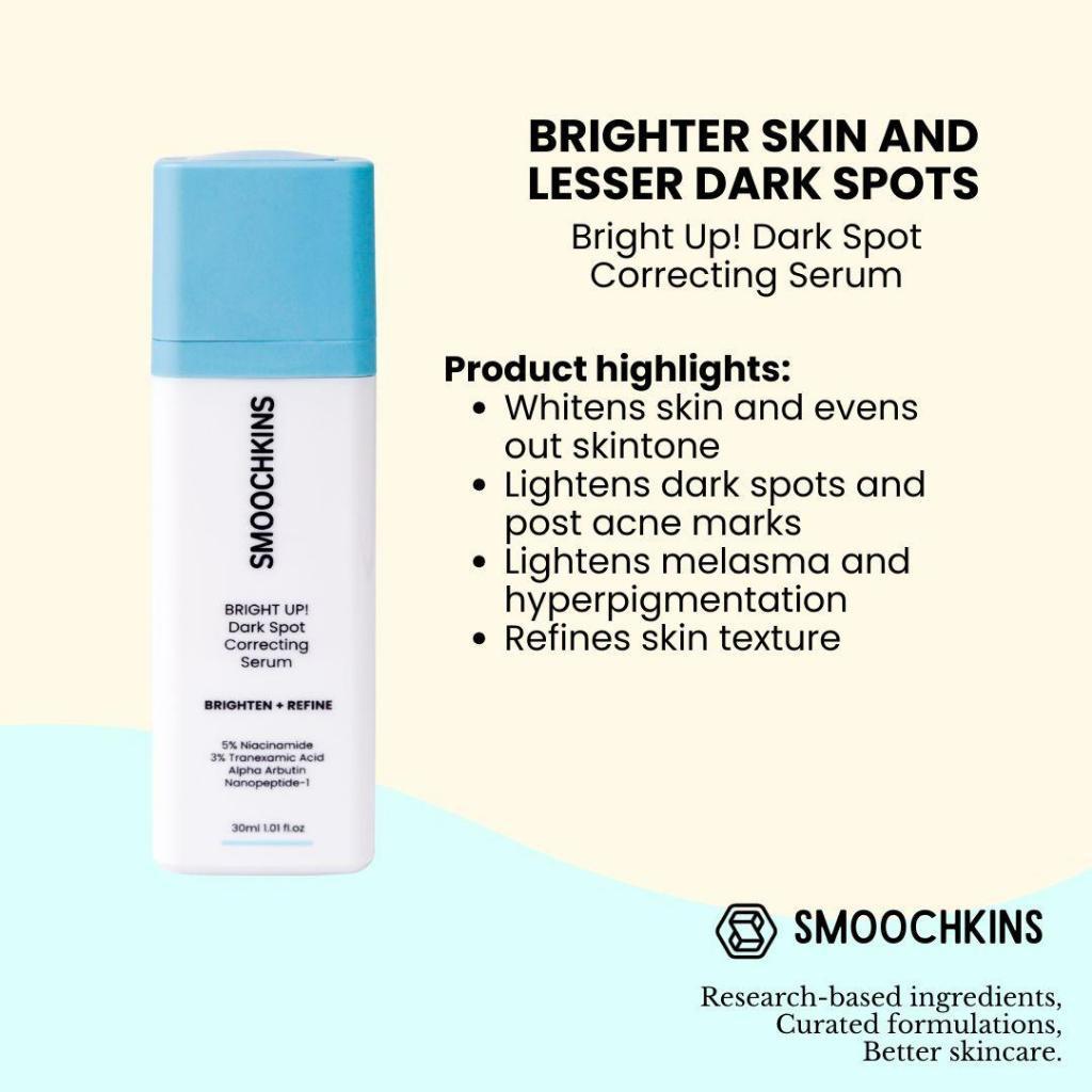 ￼smoochkins Bright Up! Dark Spot Correcting Serum 5% Niacinamide 3% Tranexamic Acid Alpha Arbutin