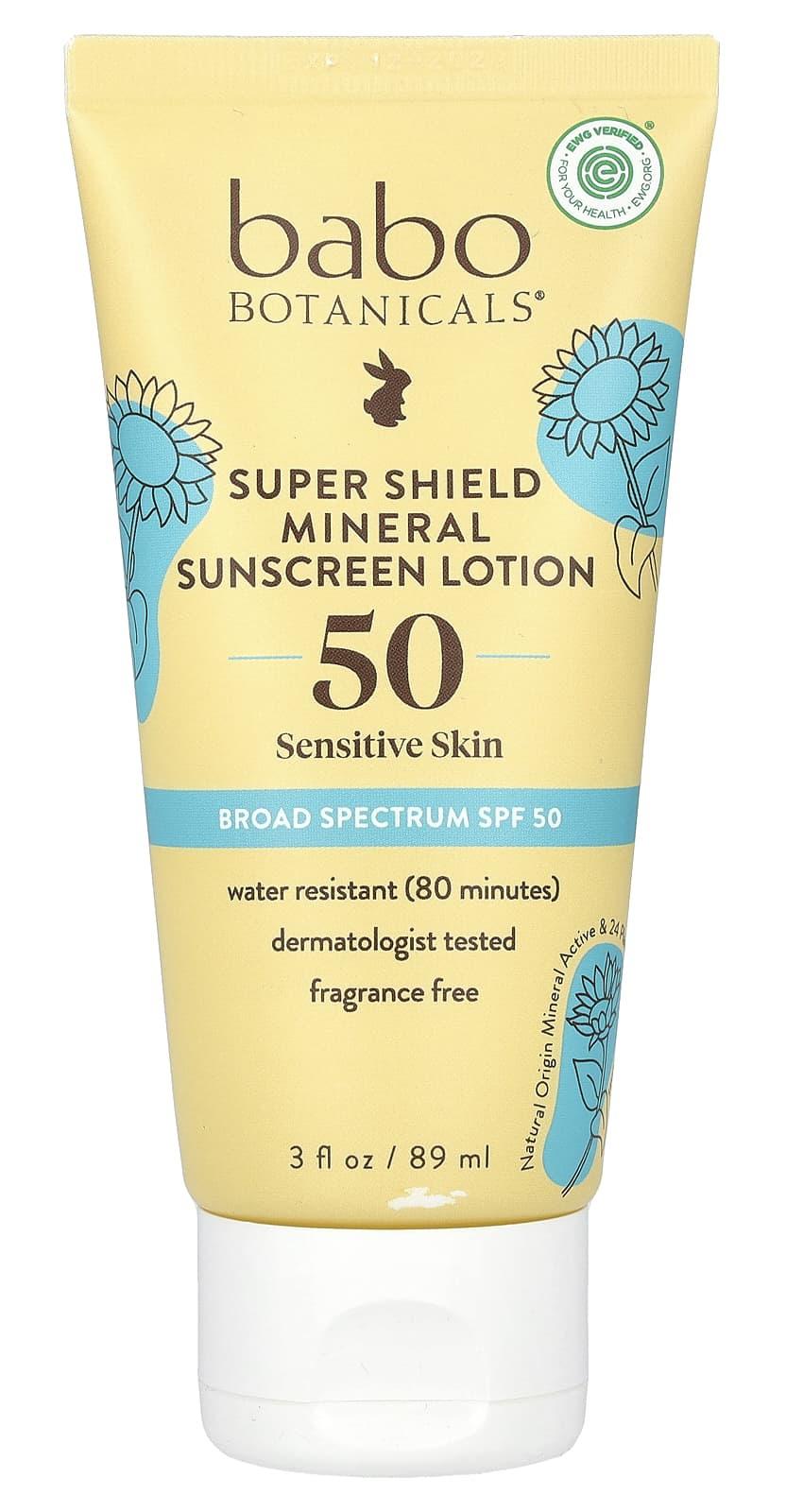 Super Shield Mineral Sunscreen Lotion, SPF 50, Fragrance Free, 3 Fl Oz (89 Ml)