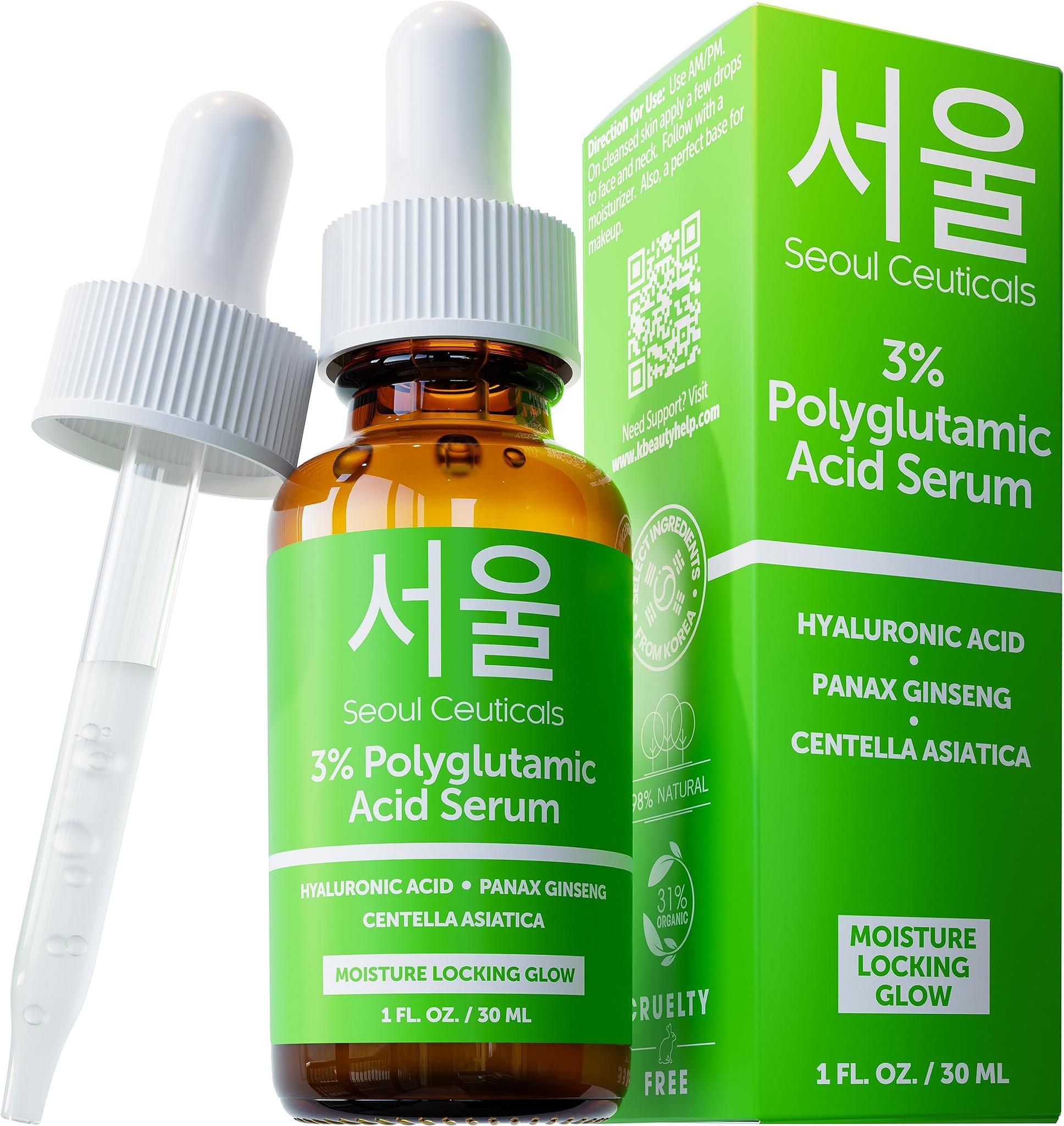 Organic Polyglutamic Acid Serum  + Hyaluronic Acid + Centella Asiatica