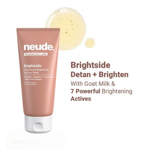Neude Detanning And Brightening Gel Face Wash: Vitamin C, Goat Milk & Tartaric Acid