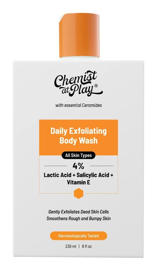 Exfoliating Body Wash Shower Gel With 4% Lactic Acid, Salicylic Acid & Vitamin E