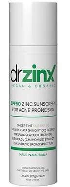 Organic Mineral Sunscreen For Acne Prone Skin SPF50 Zinc + Thuja (hinokitiol)