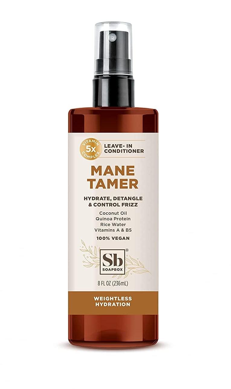 Mane Tamer, Leave-in Conditioner Spray To Tame Frizz, Smooth Fly Aways, Hydrate, Add Shine & Detangle Dry, Damaged Hair, Paraben Free, Vegan (8oz)