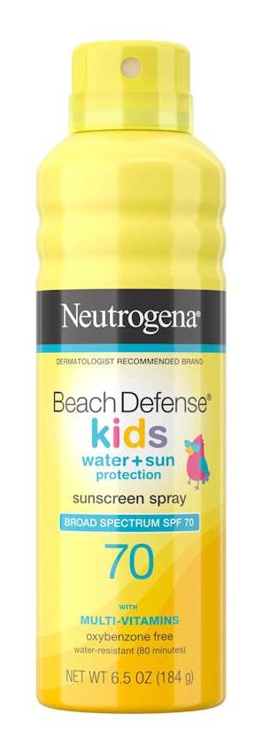 Beach Defense Kids Sunscreen Spray, Water-resistant Sunscreen Spray For Children, Broad Spectrum SPF 70 For UVA/UVB Protection, Oxybenzone-free & Fast-drying