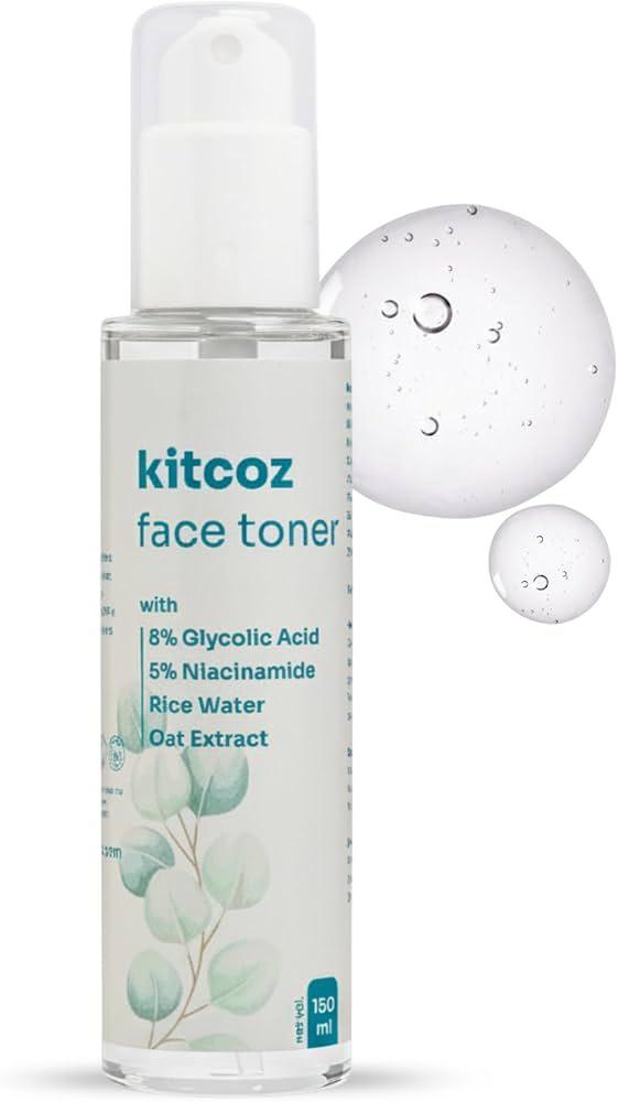 5% Niacinamide, 8% Glycolic Acid & Rice Water Face Toner | Pore Tightening, Gentle Exfoliating, Hydrating & Skin Tone Correcting Toner For All Skin Types